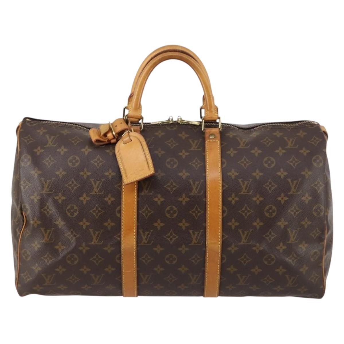 Louis Vuitton Keepall Bag Monogram Canvas, BROWN, CANVAS, Travel bag