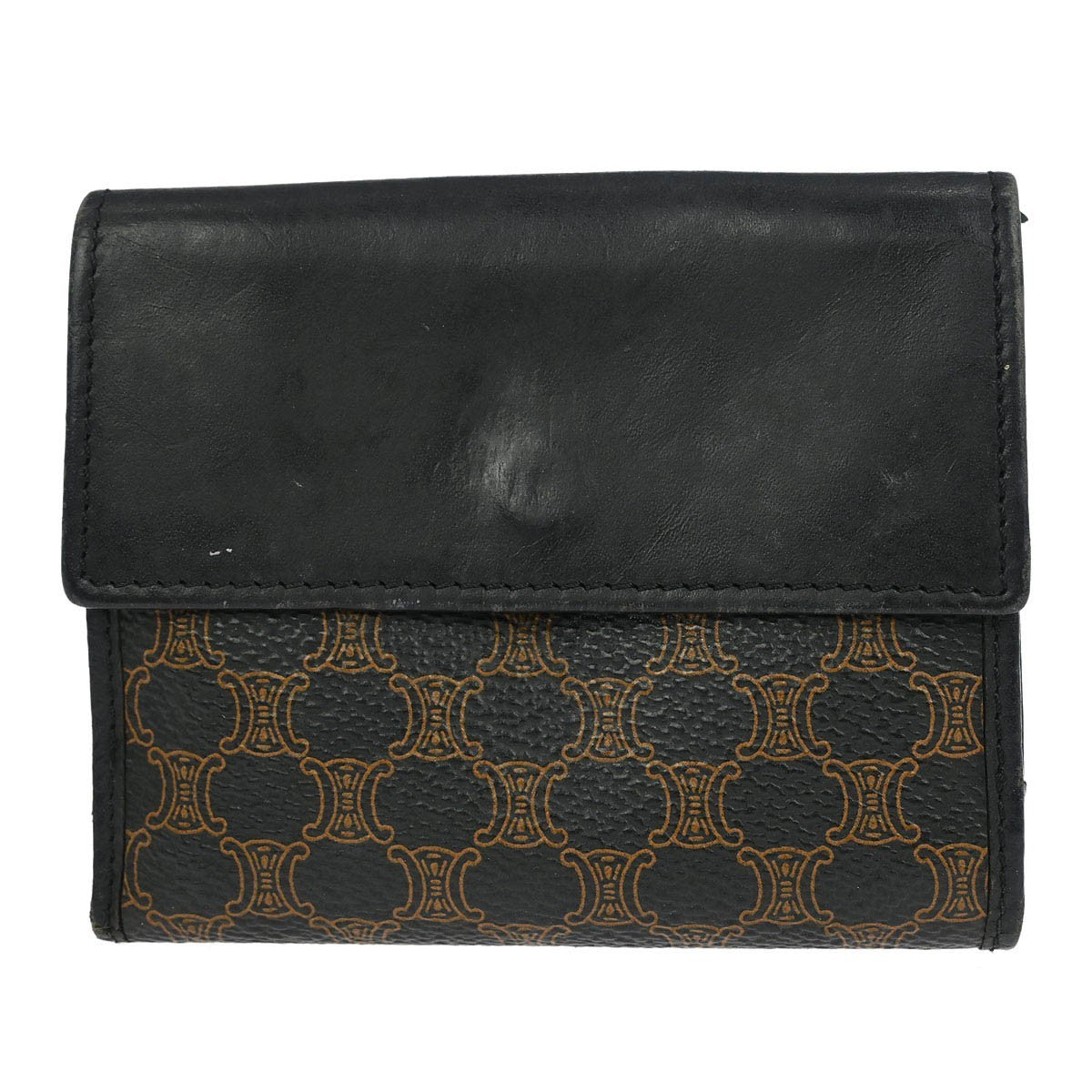 Celine Vintage Bifold Wallet Macadam Coated Canvas, BLACK, PVC, Wallets