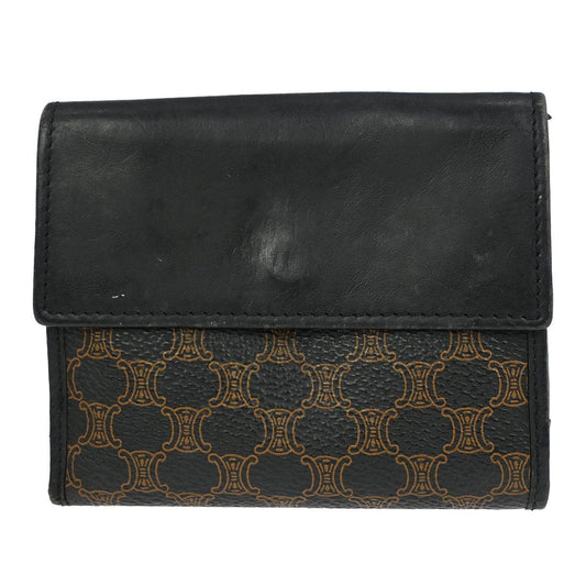 Celine Vintage Bifold Wallet Macadam Coated Canvas, BLACK, PVC, Wallets