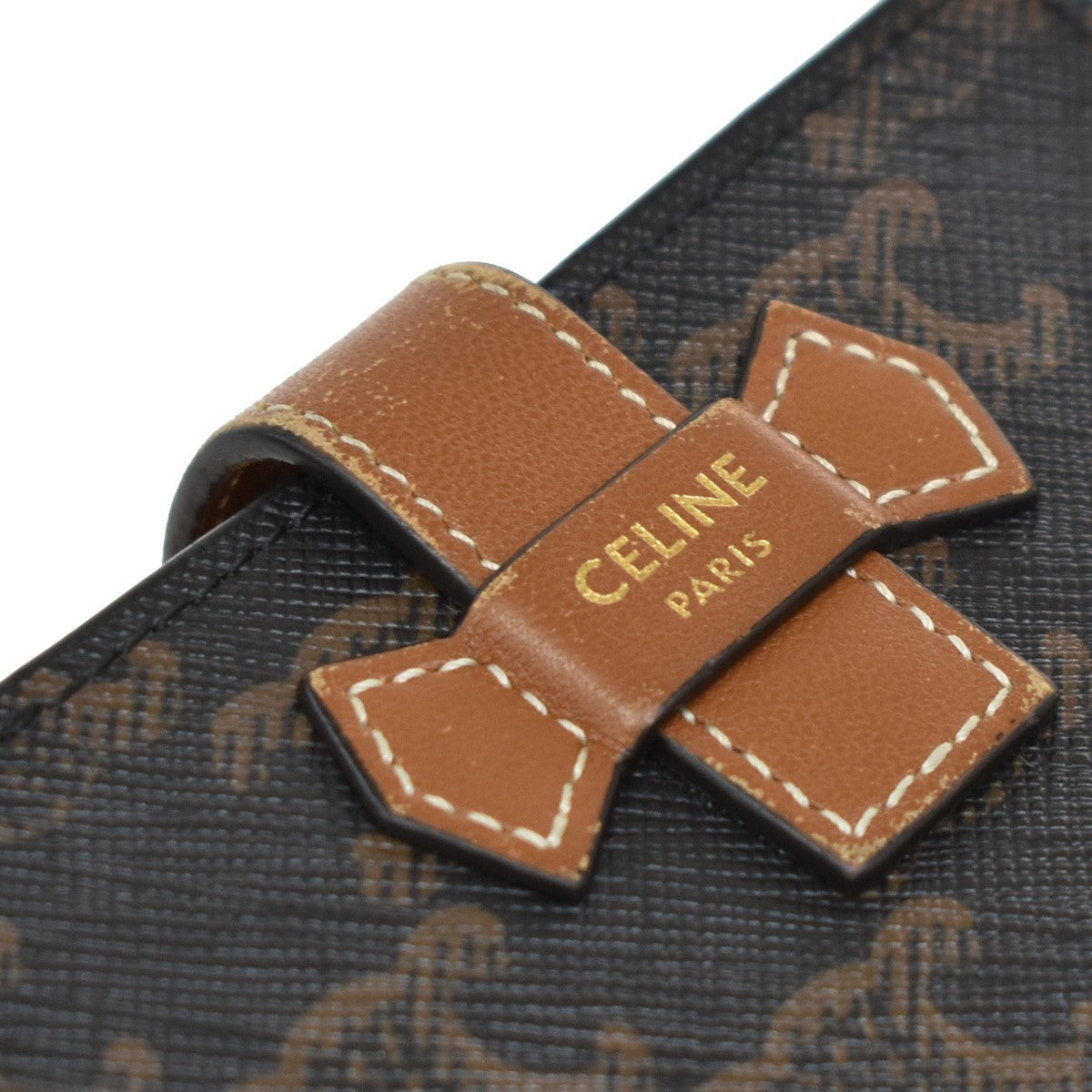 Celine Strap wallet Triomphe coated canvas, BROWN, CANVAS, Wallets
