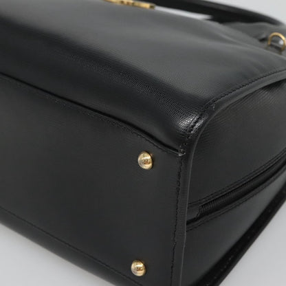 Celine Circle Logo Handbag Leather, BLACK, LEATHER, Handbag