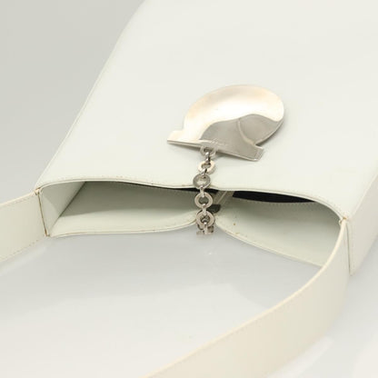 Salvatore Ferragamo Gancini Shoulder Bag Leather, WHITE, LEATHER, Shoulder bag