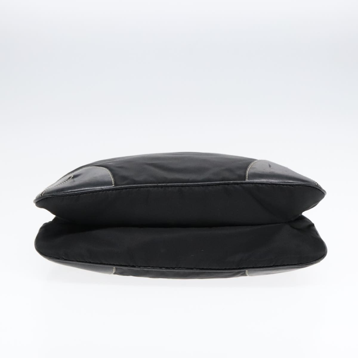 Prada Zip Messenger Bag Tessuto with Leather, BLACK, NYLON, Shoulder bag