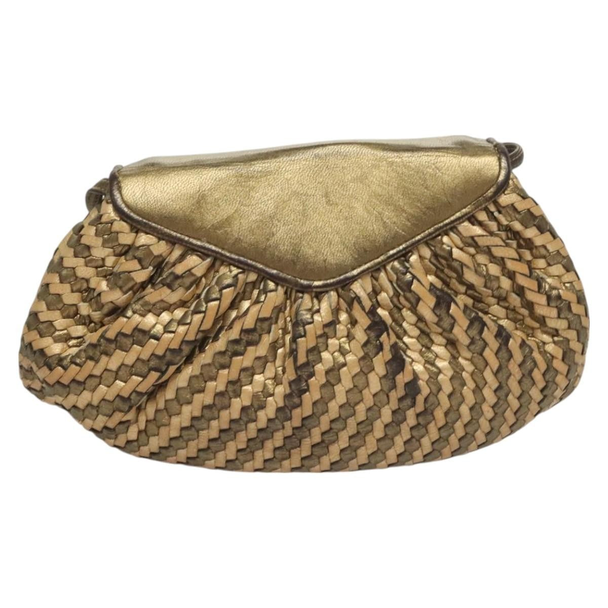 Fendi Vintage Shoulder Bag Leather, GOLD, LEATHER, Shoulder bag