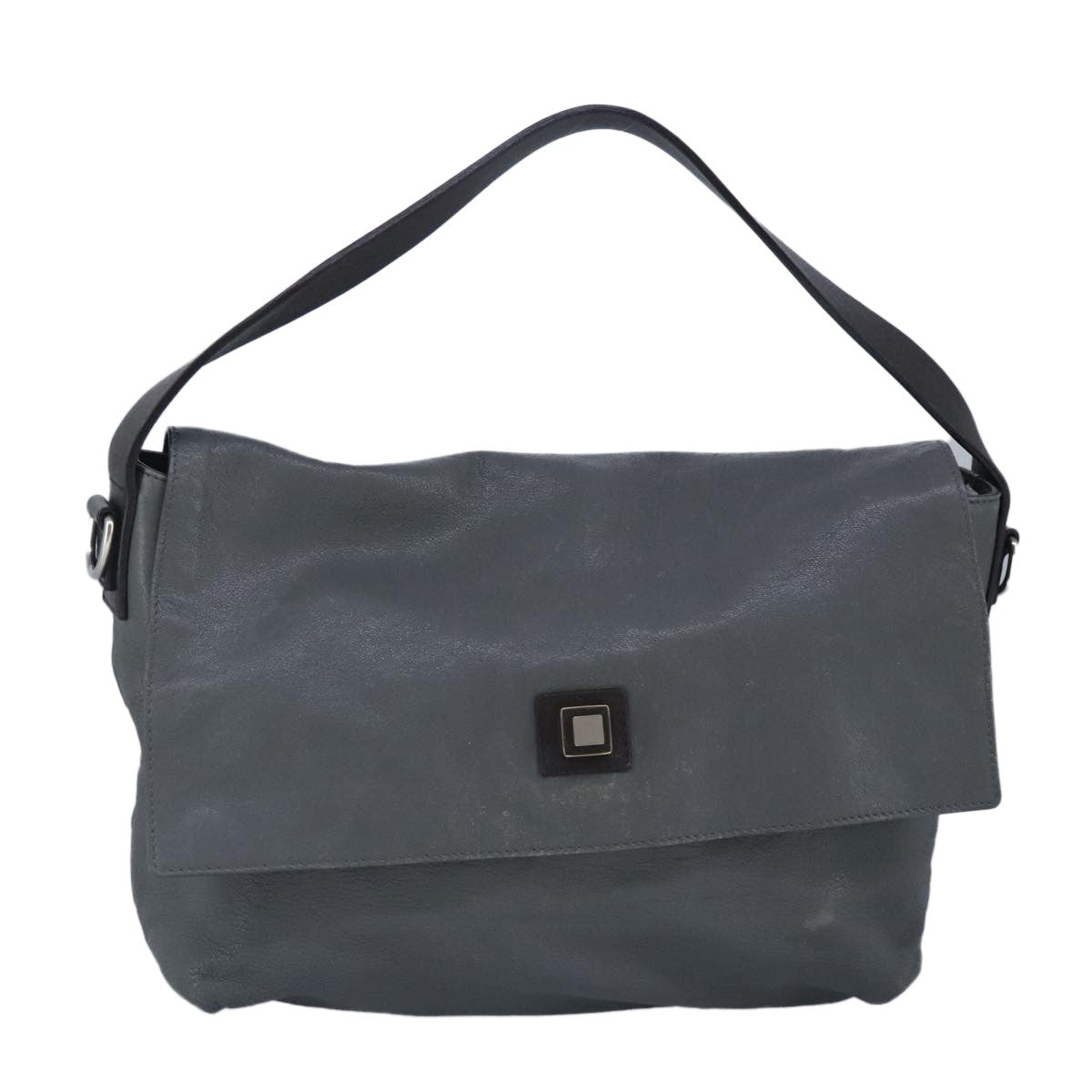 Celine Flap Shoulder Bag Leather, GRAY, LEATHER, Shoulder bag