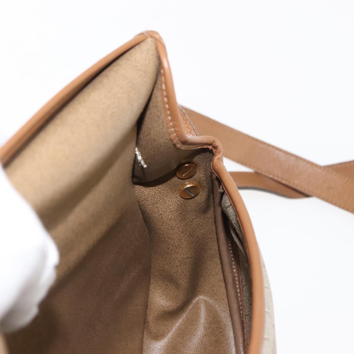 Christian Dior Vintage Honeycomb Flap Crossbody Bag Coated Canvas, BEIGE, CANVAS, Crossbody bag