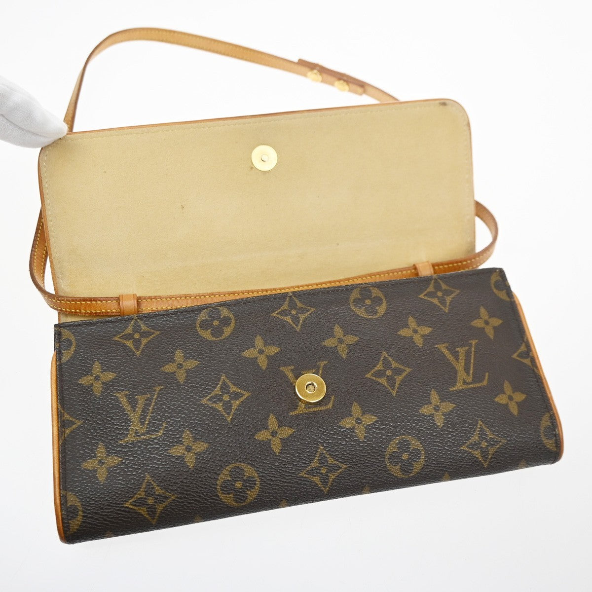 Louis Vuitton Twin Handbag Monogram Canvas, Brown, Canvas, Clutch