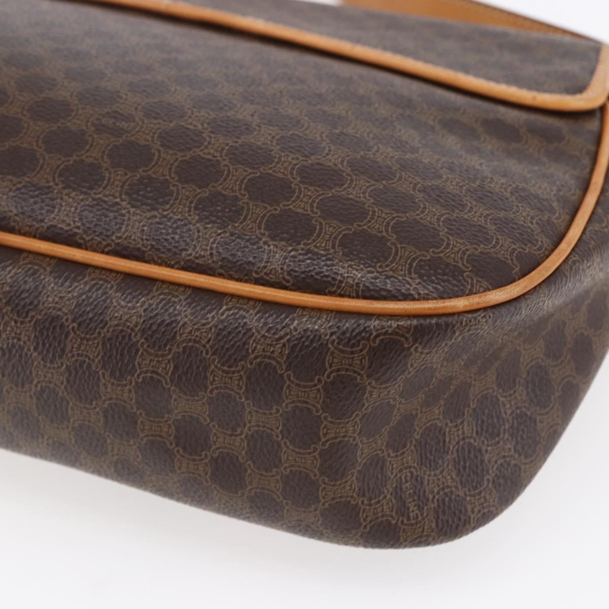 Celine Vintage Macadam Shoulder Bag Canvas and Leather, BROWN, CANVAS, Shoulder bag