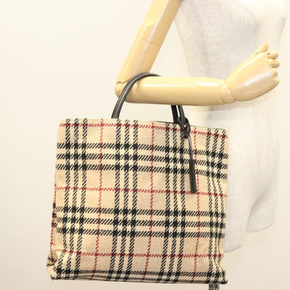 Burberry Nova Check Handbag Wool, BEIGE, WOOL, Handbag