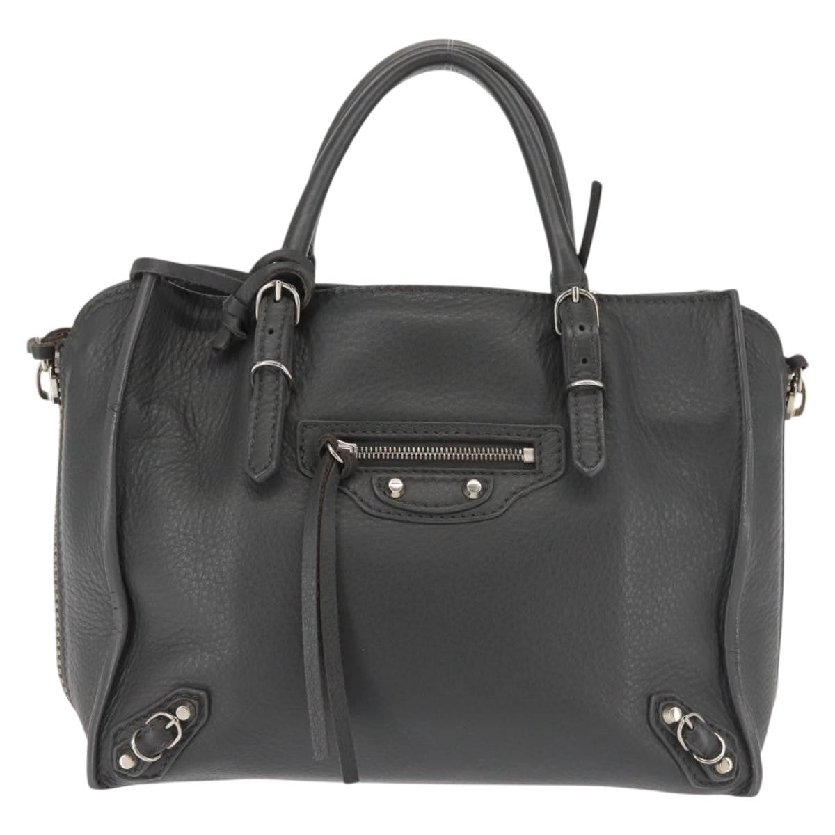 Balenciaga Papier A4 Zip Around Classic Studs Bag Leather, GRAY, LEATHER, Handbag