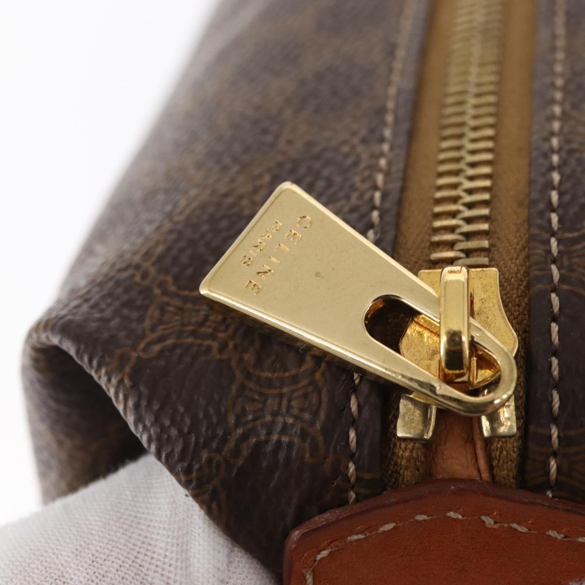 Celine Vintage Macadam Handbag Canvas, BROWN, CANVAS, Handbag