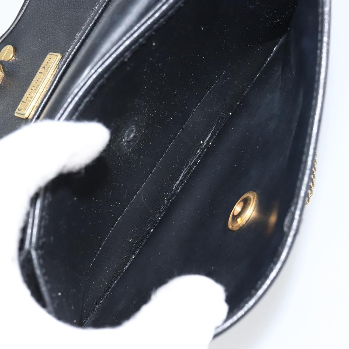 Christian Dior Vintage CD Chain Flap Shoulder Bag Leather, BLACK, LEATHER, Shoulder bag