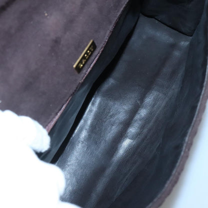 Bally Vintage Handbag Quilted suede, BROWN, SUEDE, Handbag