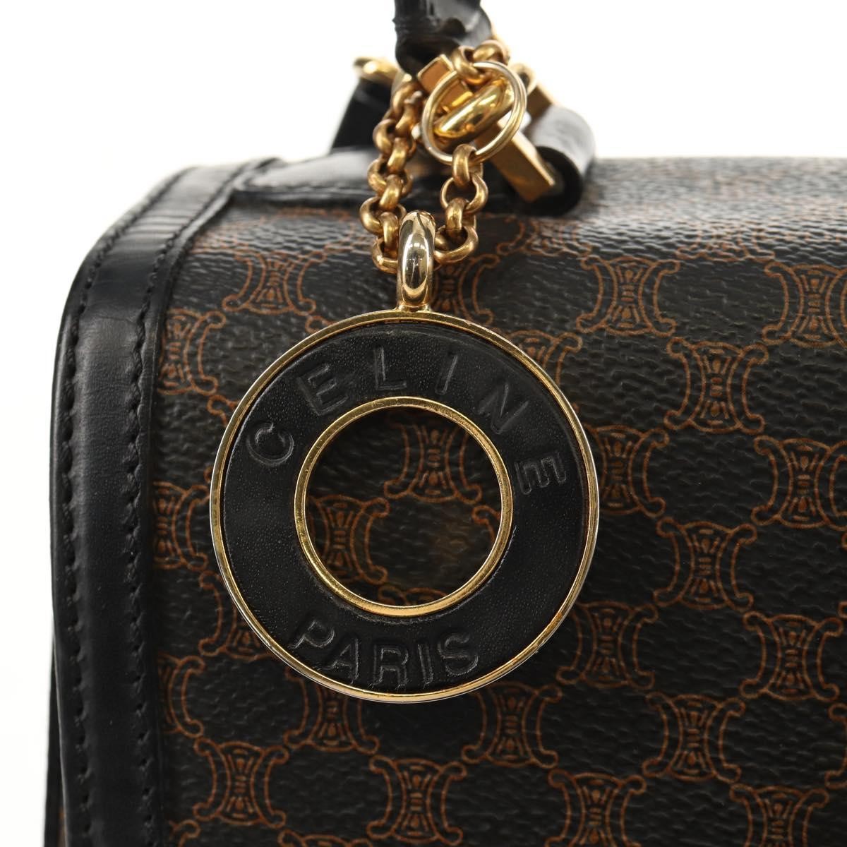 Celine Vintage Convertible Top Handle Bag Macadam Coated Canvas, BROWN, PVC, Handbag