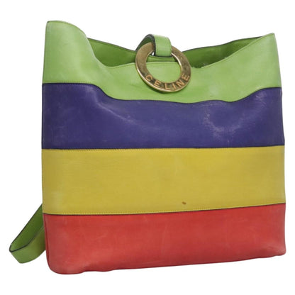 Celine Circle logo Leather, MULTICOLOUR, LEATHER, Shoulder bag