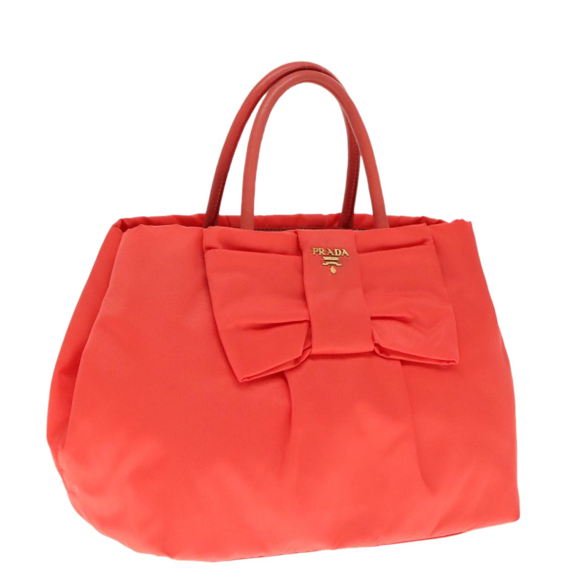 Prada Bow Tote Tessuto, ORANGE, NYLON, Handbag