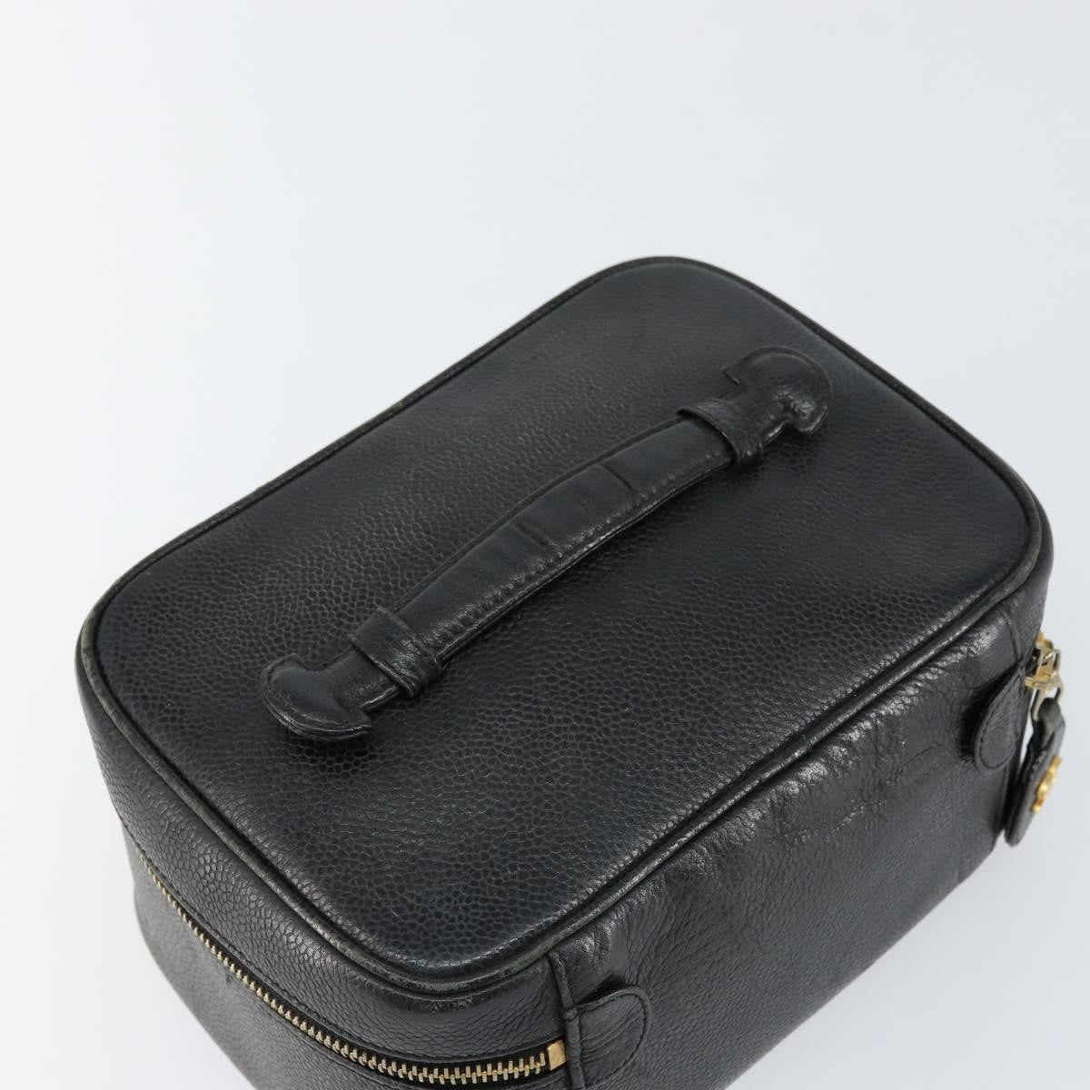 Chanel Vintage Cosmetic Case Leather, BLACK, LEATHER, Clutche & pouche