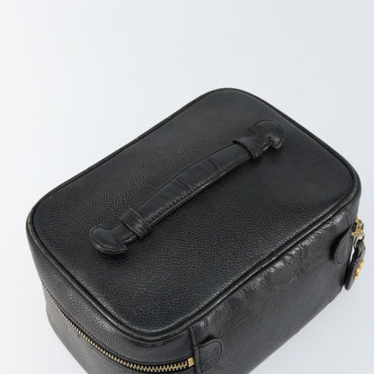 Chanel Vintage Cosmetic Case Leather, BLACK, LEATHER, Clutche & pouche