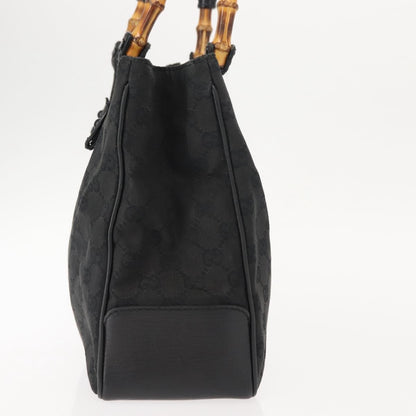Gucci Vintage Bamboo Handle Bag Canvas, BLACK, CANVAS, Tote bag