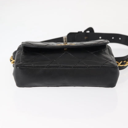 Chanel Vintage Flap Waist Bag Leather, BLACK, LEATHER, Clutche & pouche