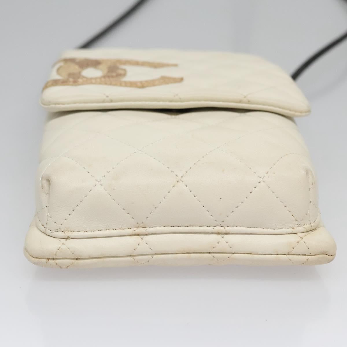 Chanel Cambon Crossbody Bag Quilted Leather, WHITE, LEATHER, Shoulder bag