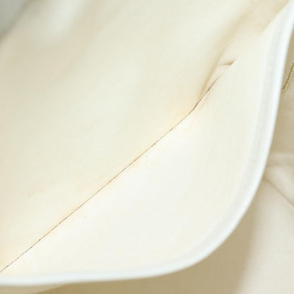 Celine Circle logo Leather, WHITE, LEATHER, Shoulder bag