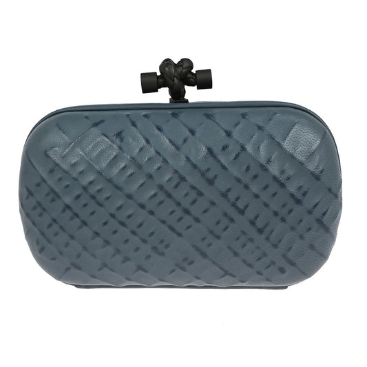 Bottega Veneta Box Knot Clutch Intrecciato Nappa, BLUE, LEATHER, Clutche & pouche