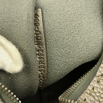 Fendi Selleria Logo Hobo Leather, GRAY, LEATHER, Handbag