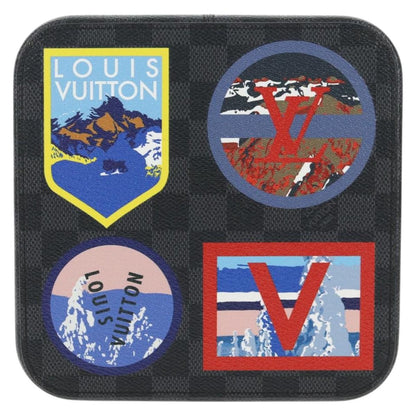 Louis Vuitton Box Camille Case Alps Patches Damier Graphite and Leather, GRAY, CANVAS, Tech accessory