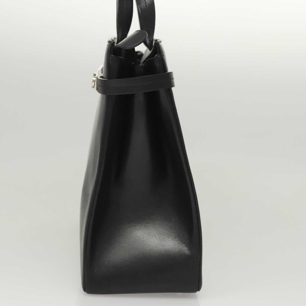 Salvatore Ferragamo Gancini handbag Leather, BLACK, LEATHER, Handbag