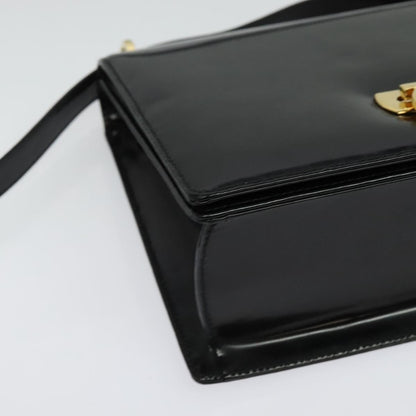 Salvatore Ferragamo Gancini Shoulder Bag Patent Leather, BLACK, PATENT_LEATHER, Shoulder bag