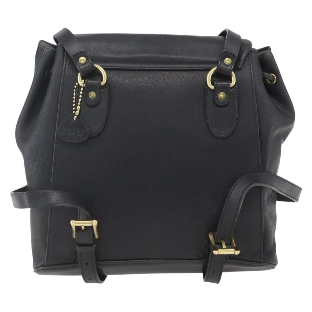 Bally Vintage Backpack Leather, BLACK, LEATHER, Backpack