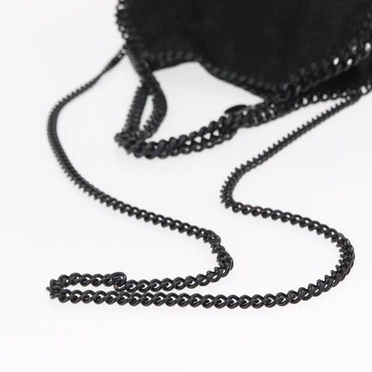 Stella McCartney Falabella Fold Over Bag Shaggy Deer, BLACK, POLYESTER, Shoulder bag