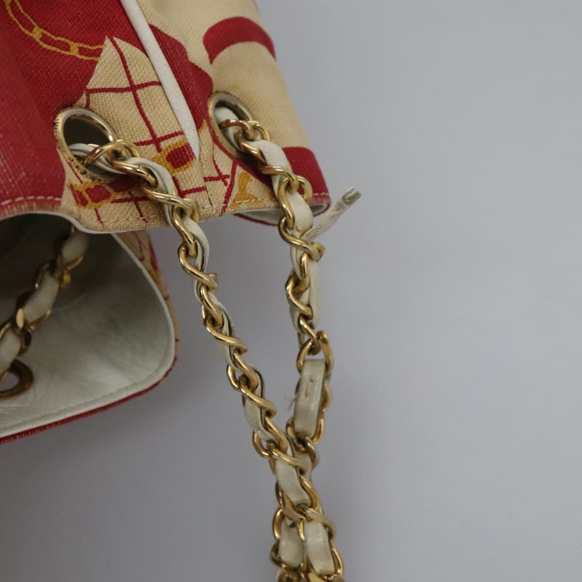 Chanel Chain Shoulder Bag Canvas, RED, CANVAS, Shoulder bag