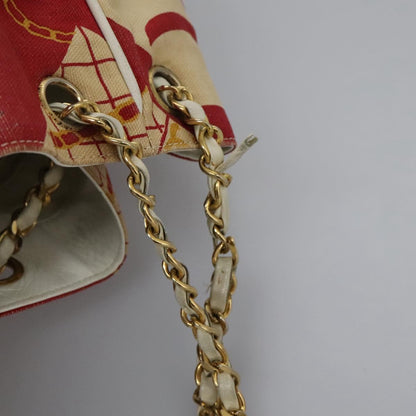 Chanel Chain Shoulder Bag Canvas, RED, CANVAS, Shoulder bag