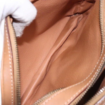 Celine Vintage Macadam Shoulder Bag Canvas and Leather, BEIGE, CANVAS, Shoulder bag