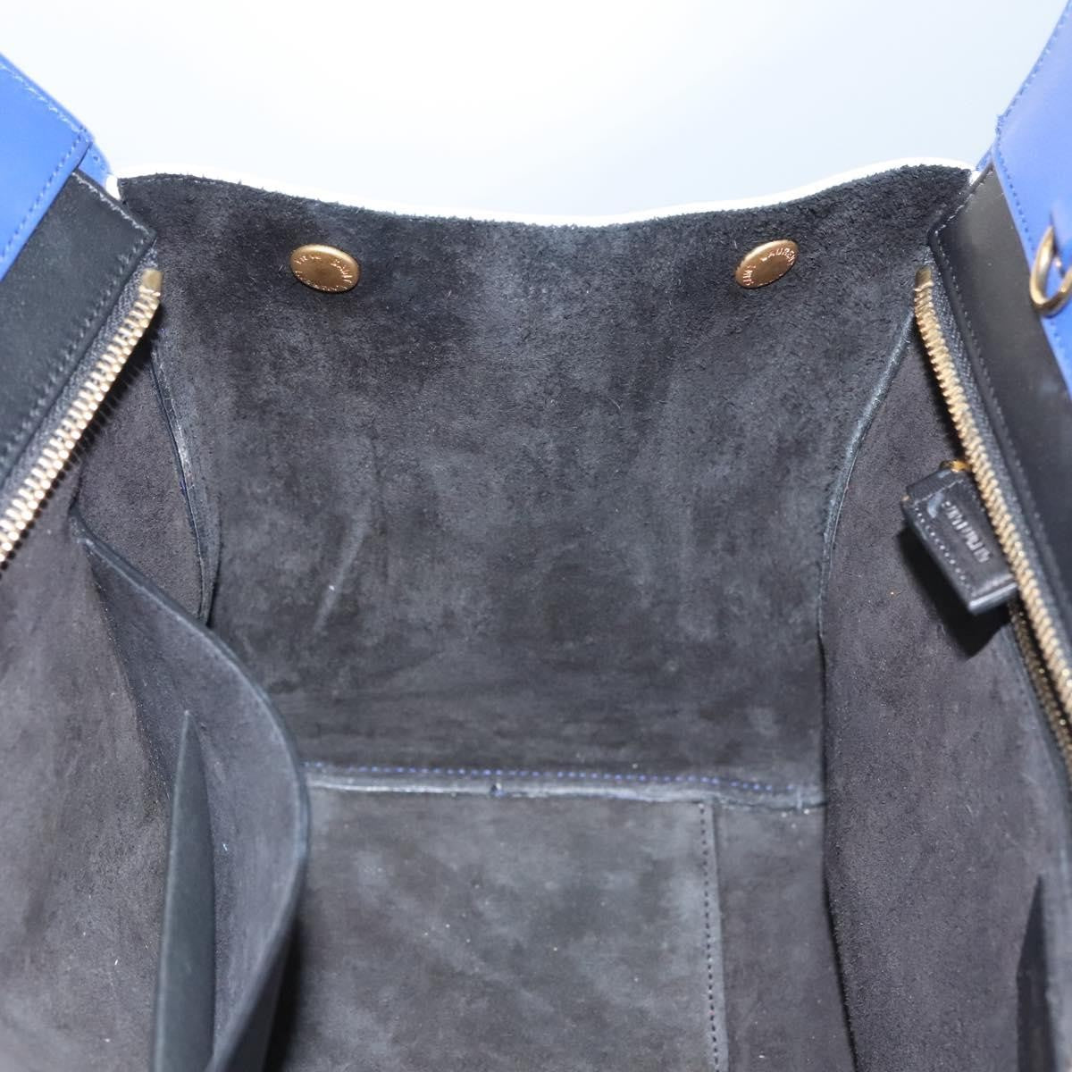 Saint Laurent Rive Gauche Cabas Leather, BLUE, LEATHER, Handbag