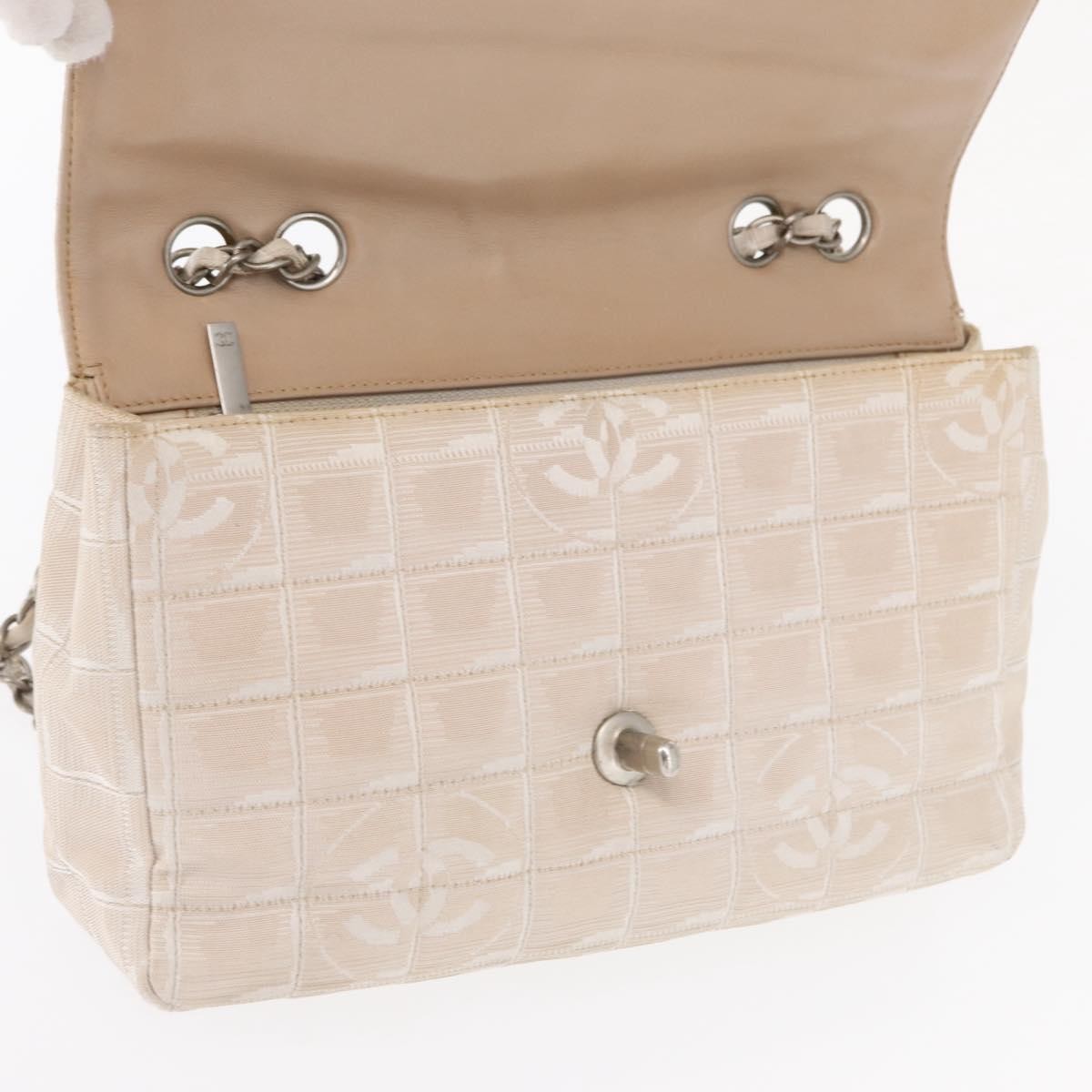 Chanel Travel Line Flap Bag Canvas, BEIGE, CANVAS, Shoulder bag