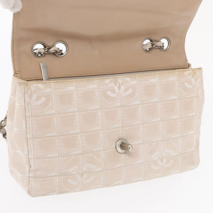 Chanel Travel Line Flap Bag Canvas, BEIGE, CANVAS, Shoulder bag
