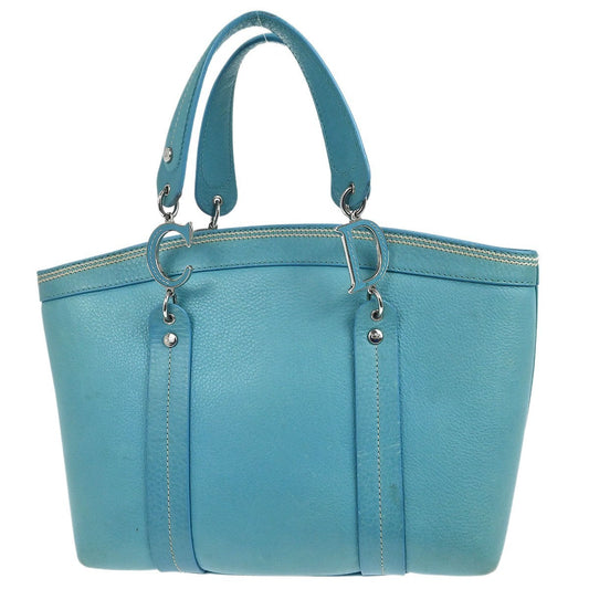 Christian Dior Vintage Tote Leather, TURQUOISE, LEATHER, Tote bag