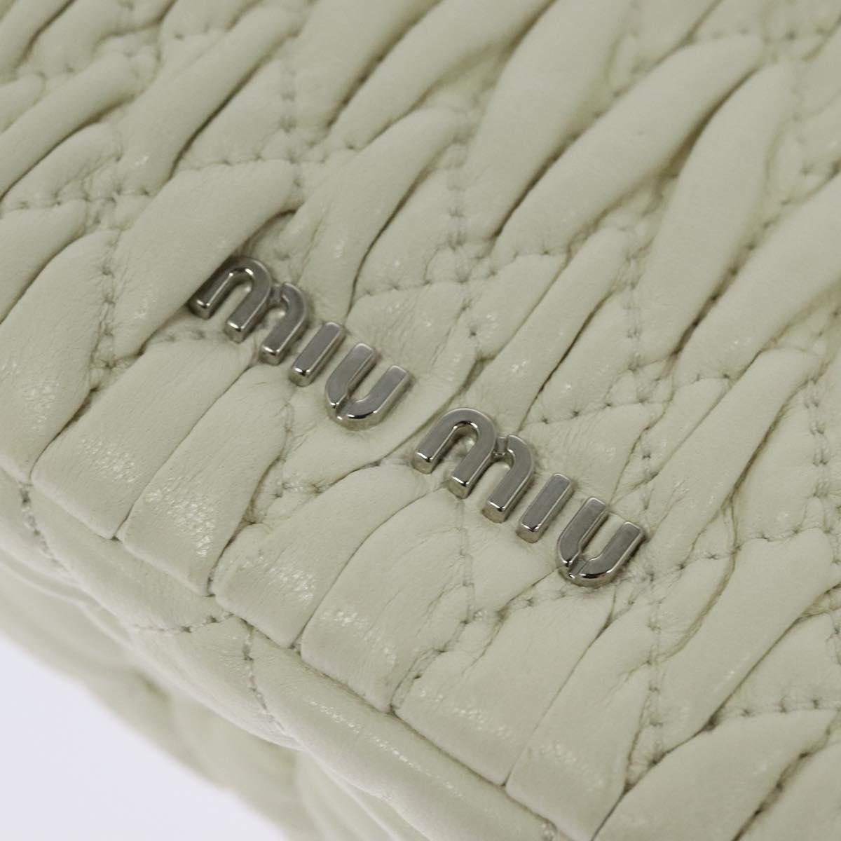 Miu Miu Crystal 2way Pouch Matelasse Leather, WHITE, LEATHER, Shoulder bag