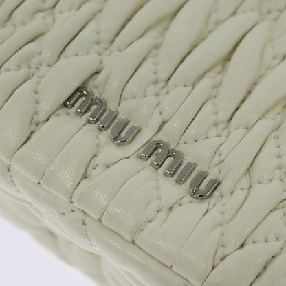 Miu Miu Crystal 2way Pouch Matelasse Leather, WHITE, LEATHER, Shoulder bag