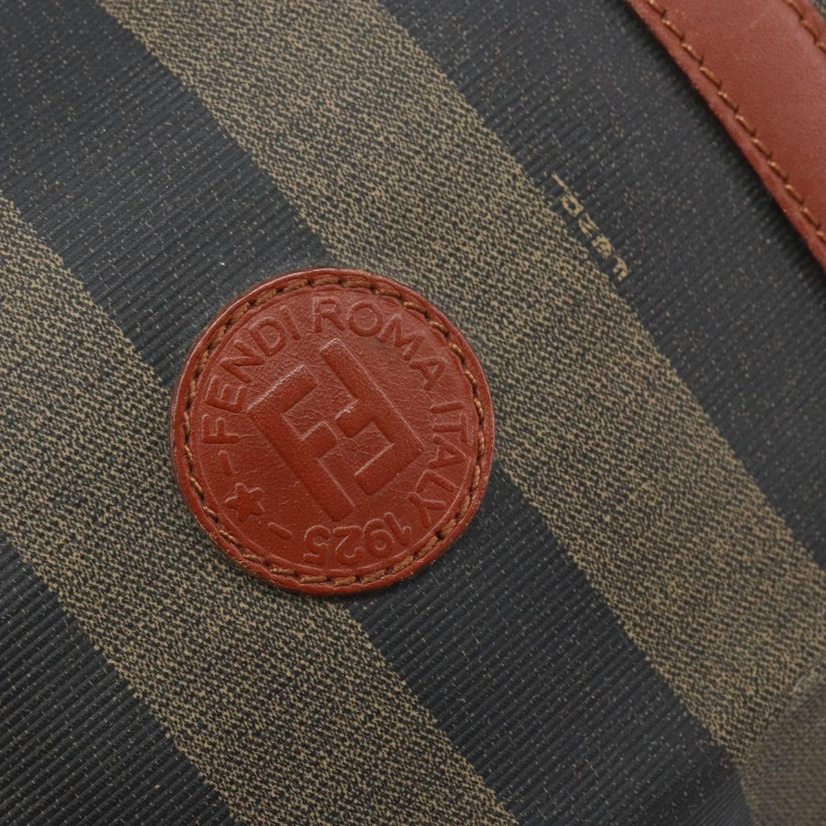 Fendi Vintage Pequin Boston Bag Coated Canvas, Brown, Canvas, Travel Bag