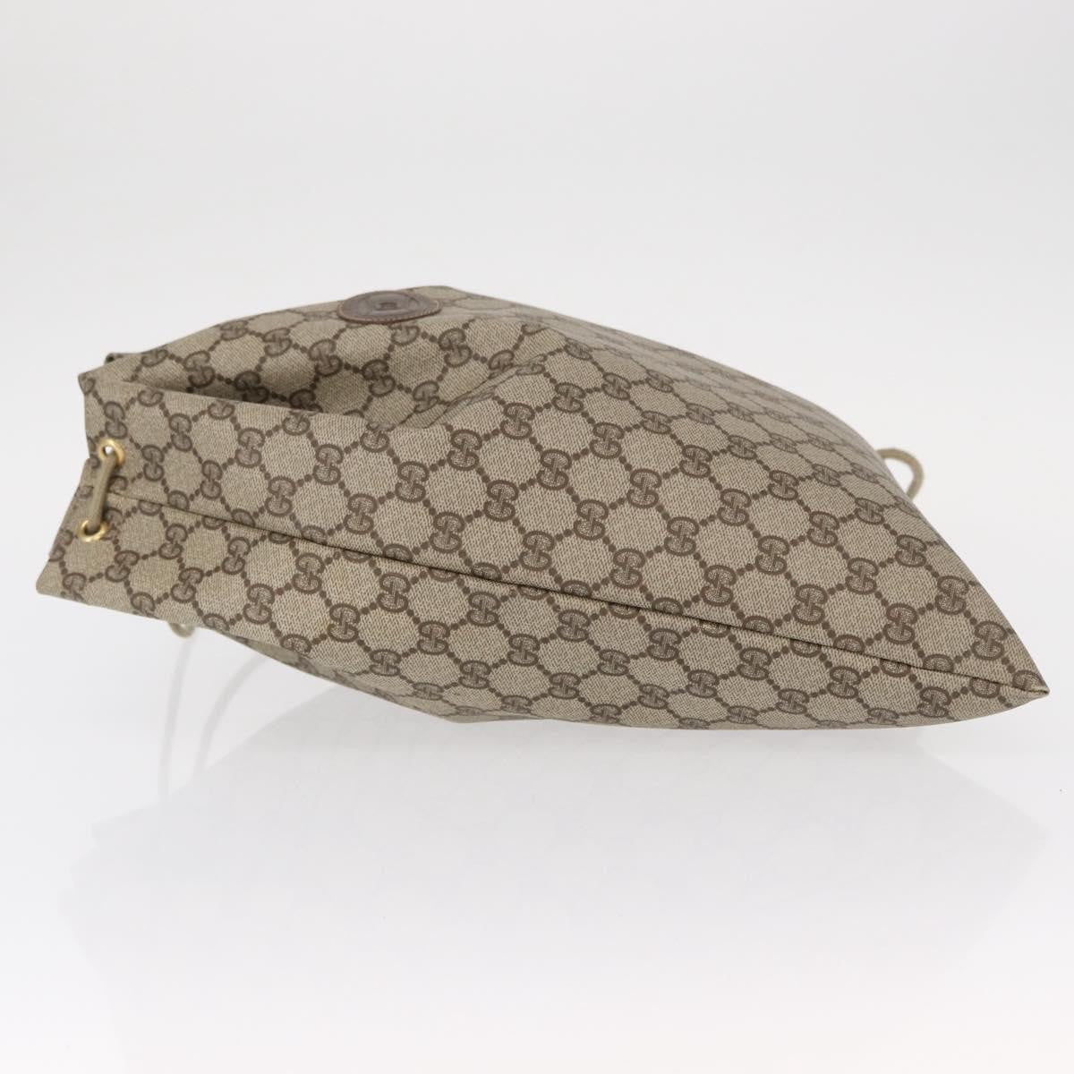 Gucci Drawstring Shoulder Bag GG Canvas with Leather, BEIGE, PVC, Shoulder bag