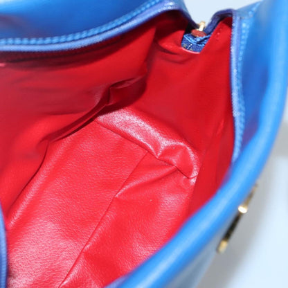 Celine Circle Logo Handbag Leather, BLUE, LEATHER, Handbag