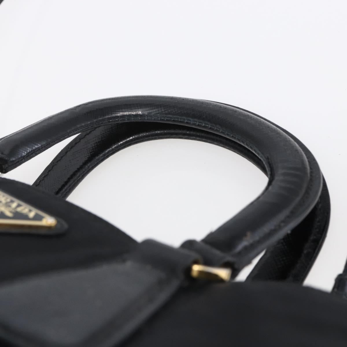 Prada Convertible Top Handle Tote Tessuto with Vernice Saffiano Leather, BLACK, NYLON, Handbag