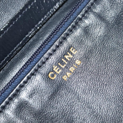 Celine Shoulder Bag Leather, NAVY, LEATHER, Shoulder bag