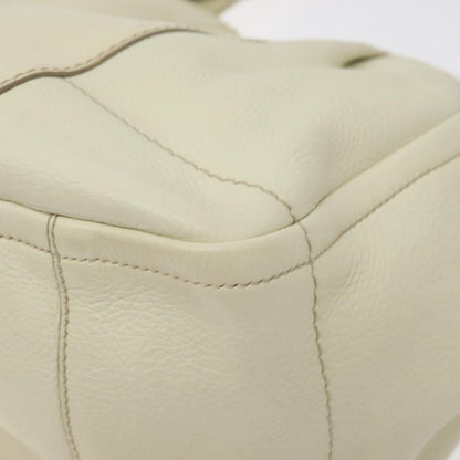 Salvatore Ferragamo Gancini Hobo Stitched Leather, WHITE, LEATHER, Handbag