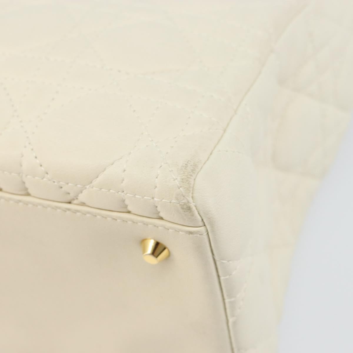 Christian Dior Vintage Lady Dior Bag Cannage Quilt Lambskin, WHITE, LEATHER, Handbag