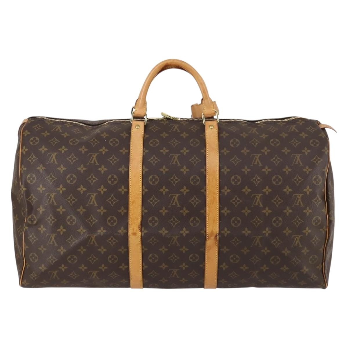 Louis Vuitton Keepall Bag Monogram Canvas, BROWN, CANVAS, Travel bag